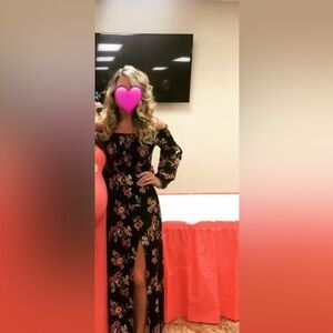 Beautiful black floral Altar’d State off the shoulder maxi dress